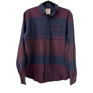 Levi’s Maroon & Navy Blue Striped Button Down Shirt